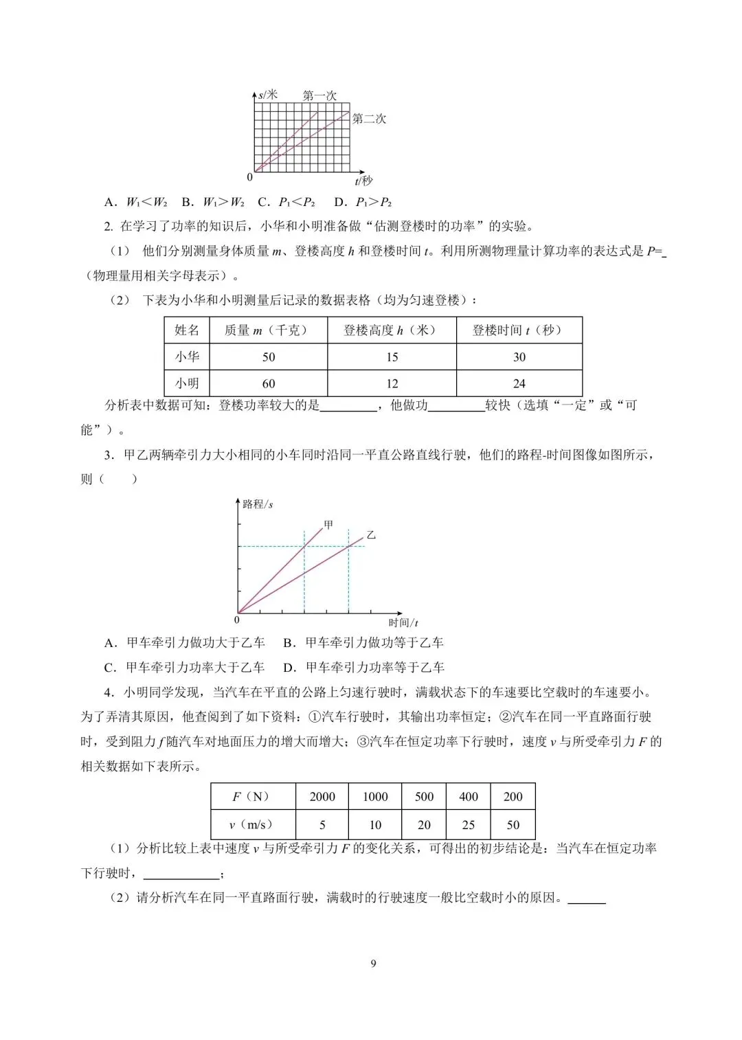 中考物理冲刺专项训练05简单机械 供功和能 第9张