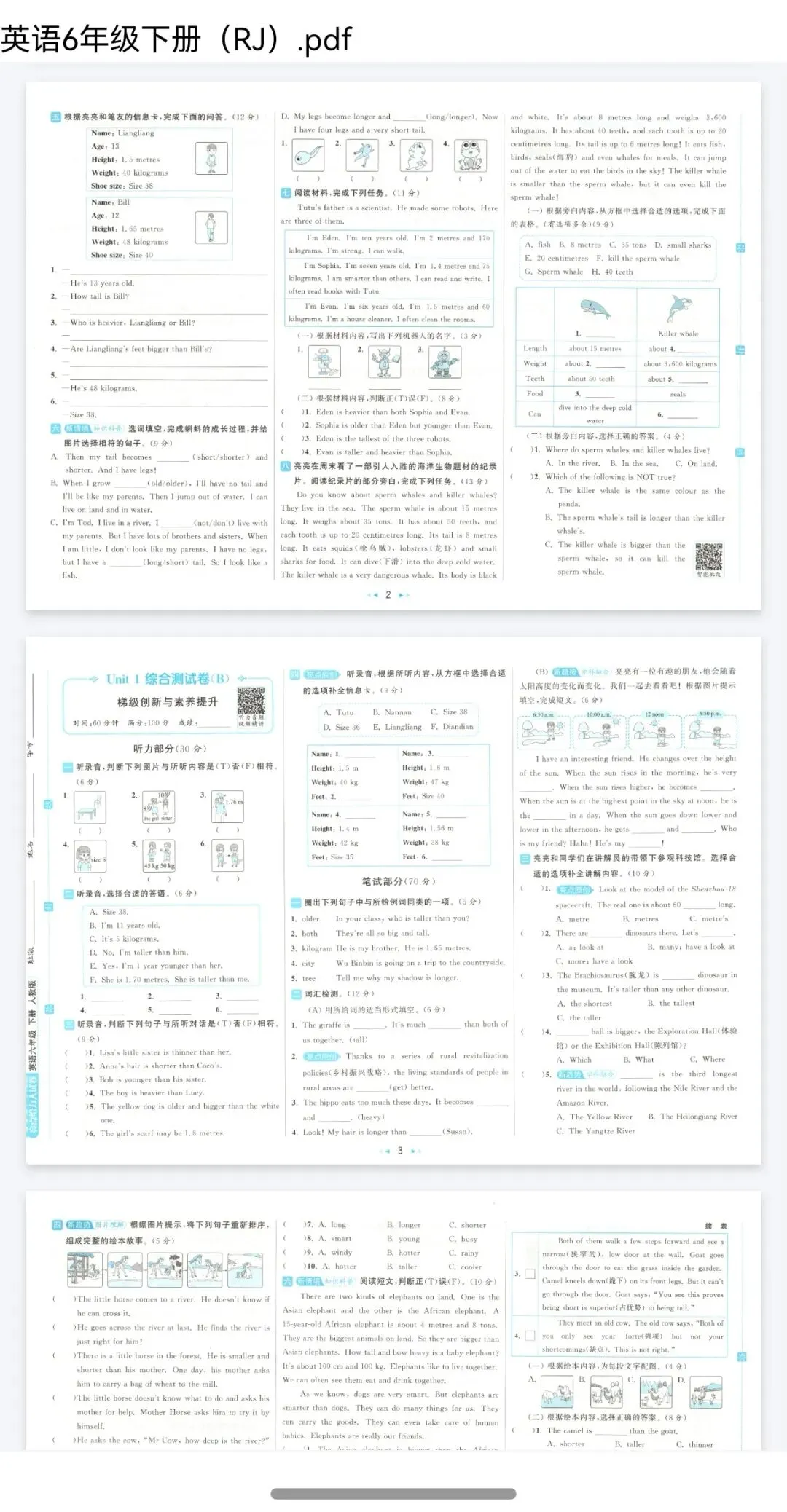 《亮点给力大试卷》人教PEP英语4-6年级下册 第2张