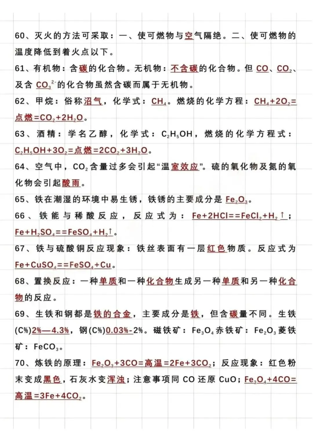 中考化学94个核心要点汇总 第9张