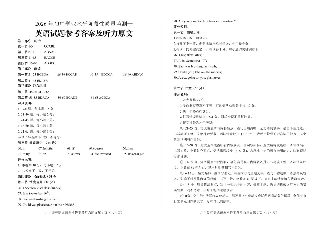 一模真题-2026年山东省济南市莱芜区中考一模英语真题 第6张