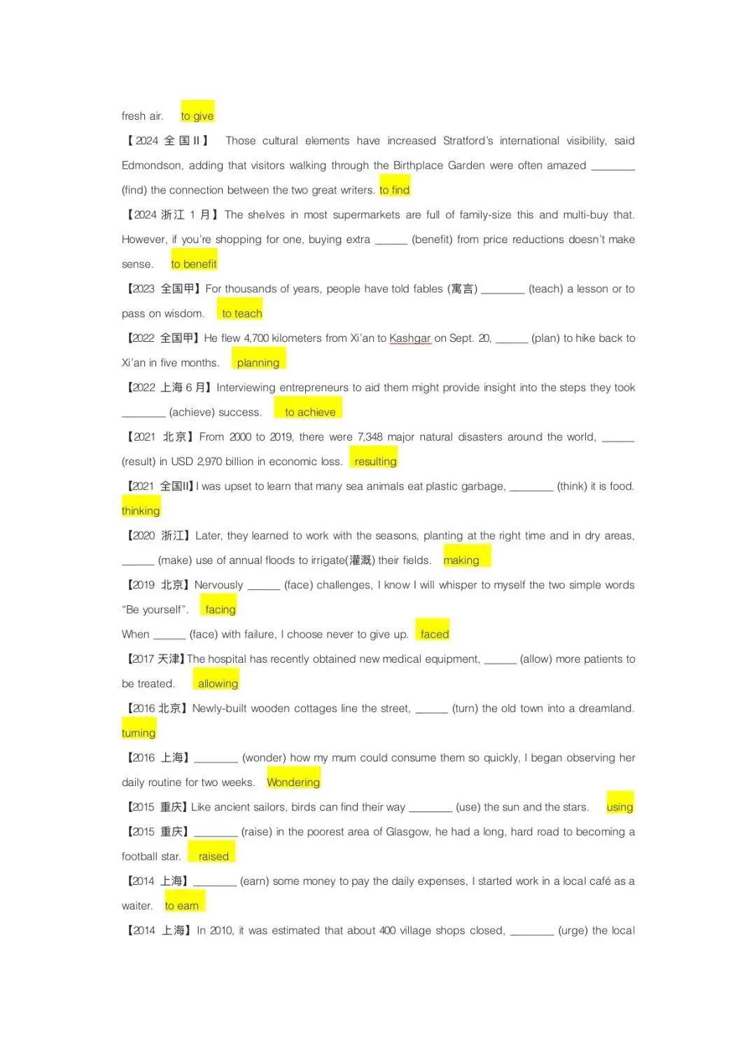 高考英语真题之语法填空专项练一非谓语动词 第7张