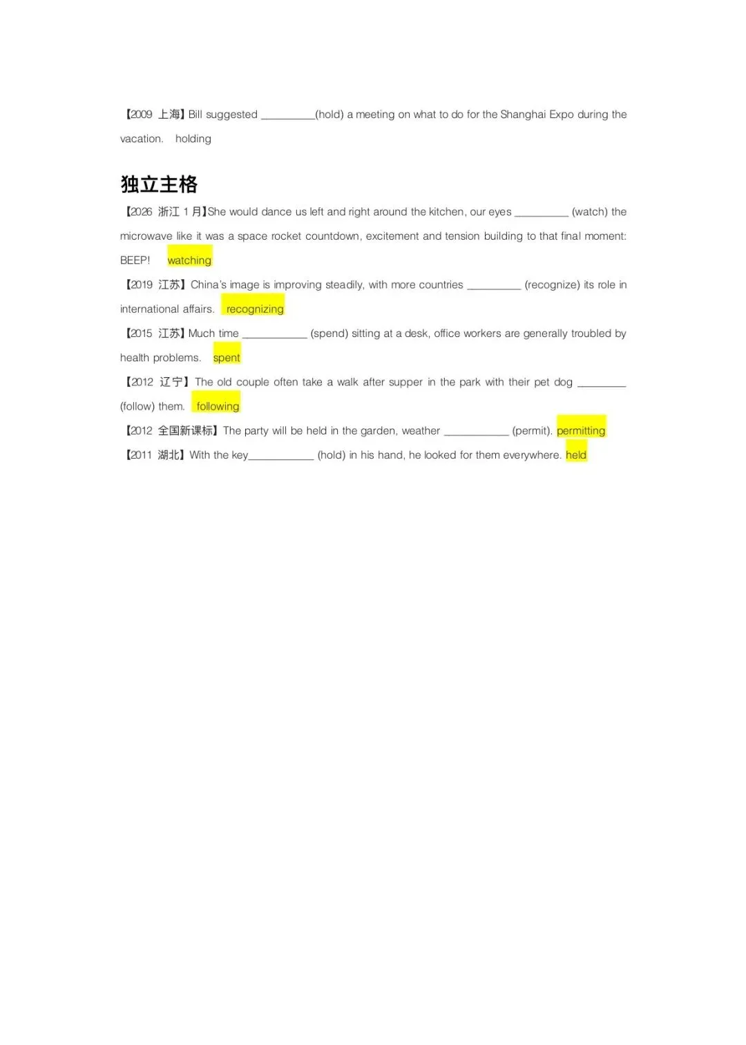 高考英语真题之语法填空专项练一非谓语动词 第9张