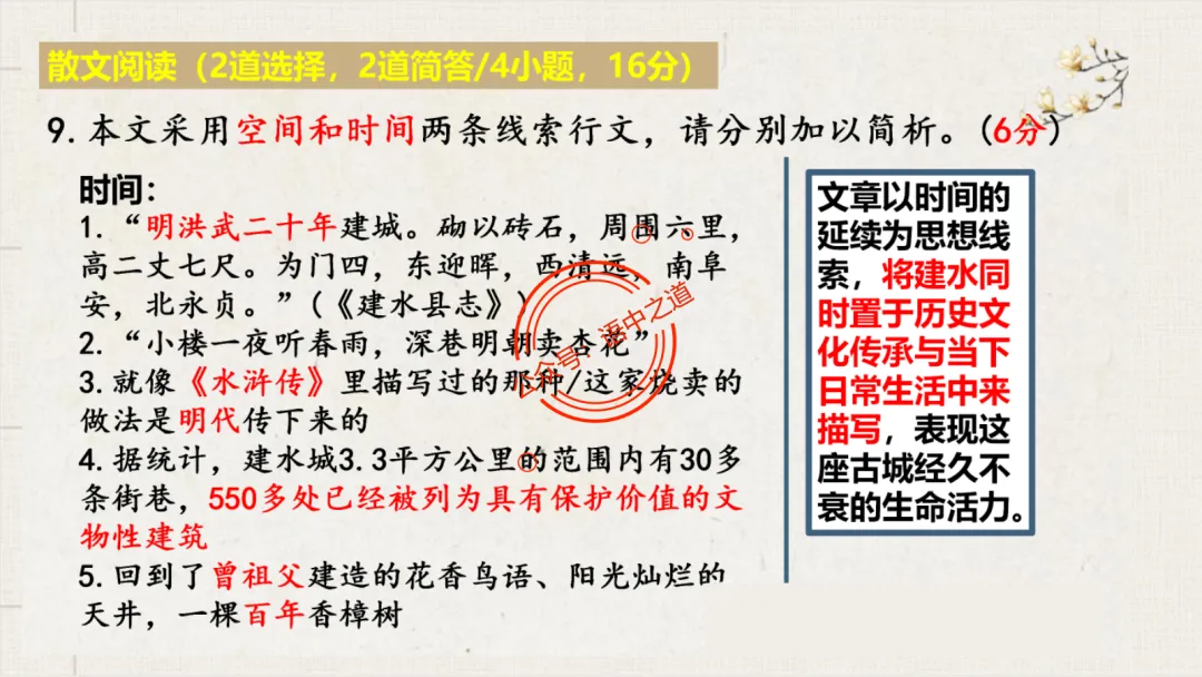 【12篇真题散文】讲透散文九大考点(结构思路+内容要点+形象语言+手法文体+标题意蕴等) 第44张