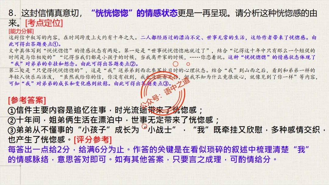 【12篇真题散文】讲透散文九大考点(结构思路+内容要点+形象语言+手法文体+标题意蕴等) 第80张