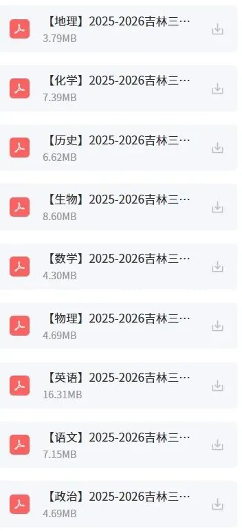 2026吉林三调全科试卷+答案免费领,高三生速看! 第3张