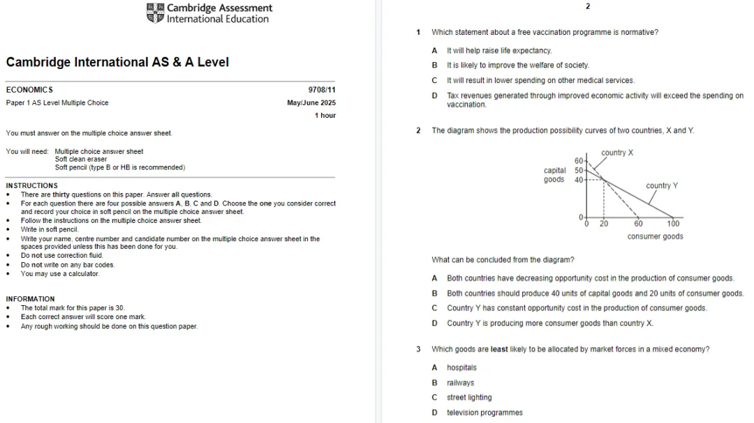 Alevel经济历年真题+答案解析,高清PDF免费领! 第2张 Alevel经济历年真题+答案解析,高清PDF免费领! 第2张