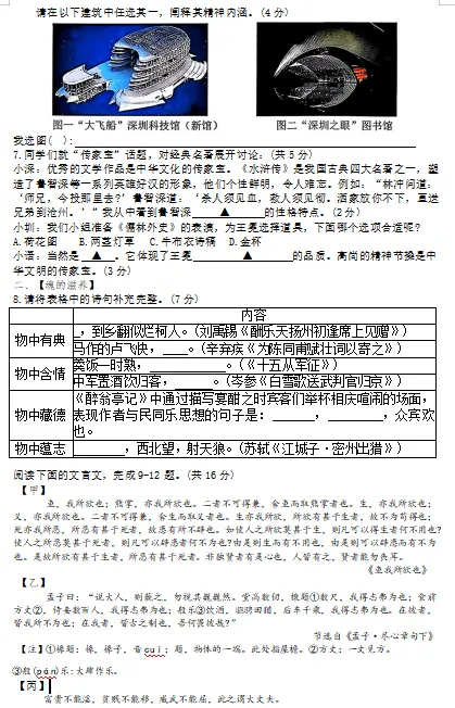 2025-2026学年九年级语文模拟考试 第2张