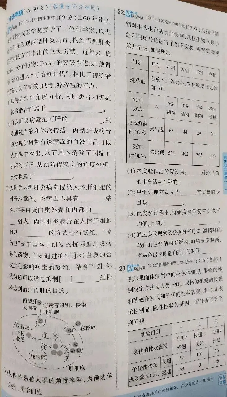期末试卷:苏科版生物八年级下册期末测试卷(一) 第6张