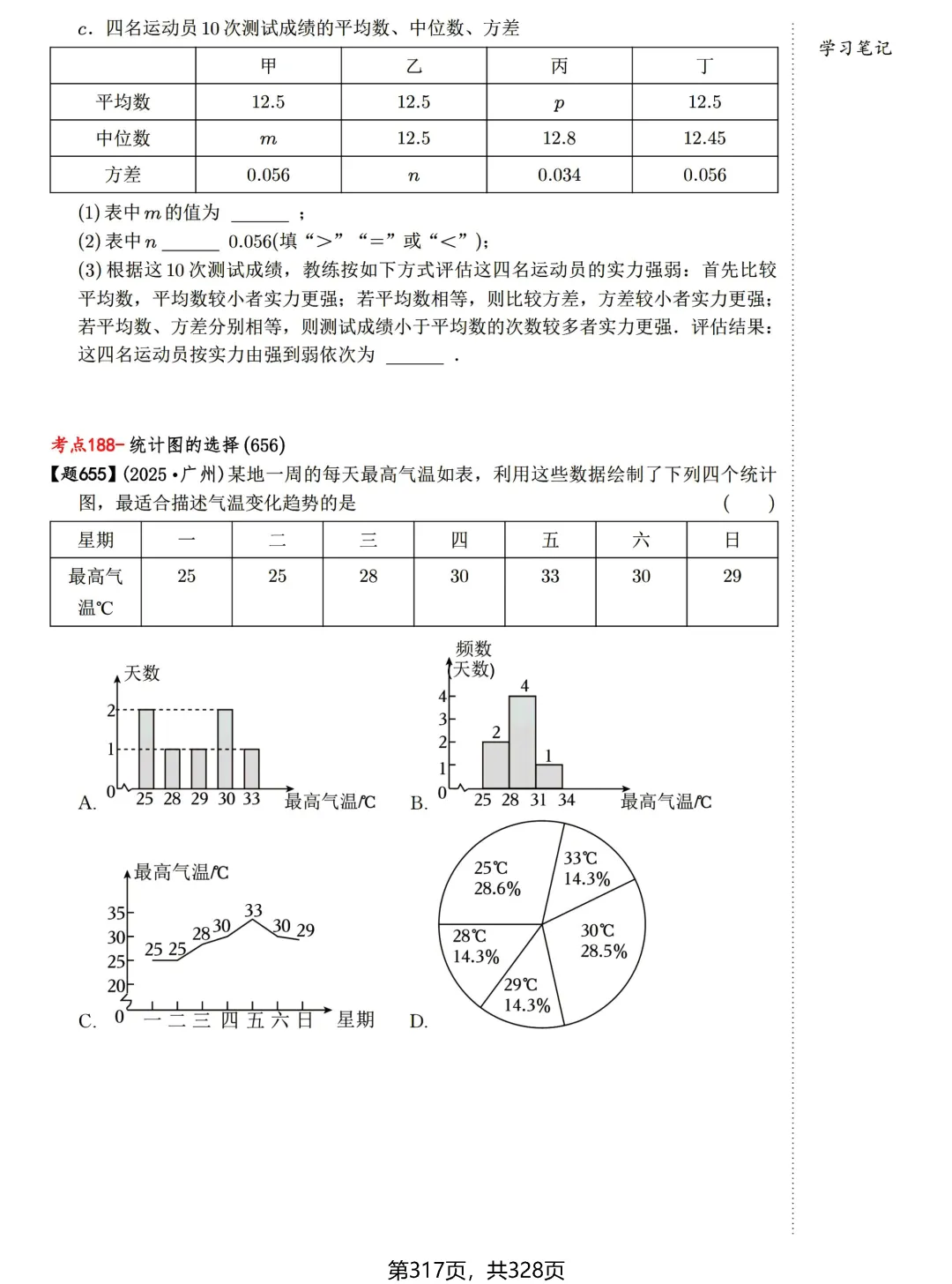 中考数学198考点真题精练——统计与概率 第17张