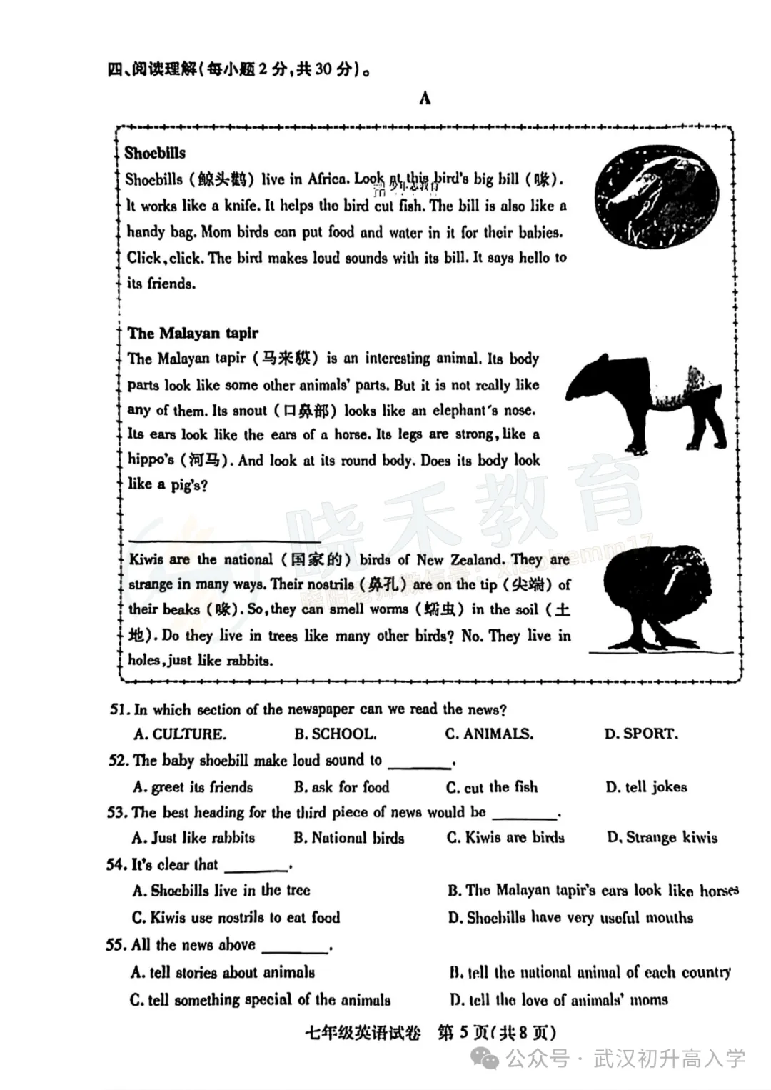 【八年级汉阳区英语期中试卷】2024-2025下学期 第7张