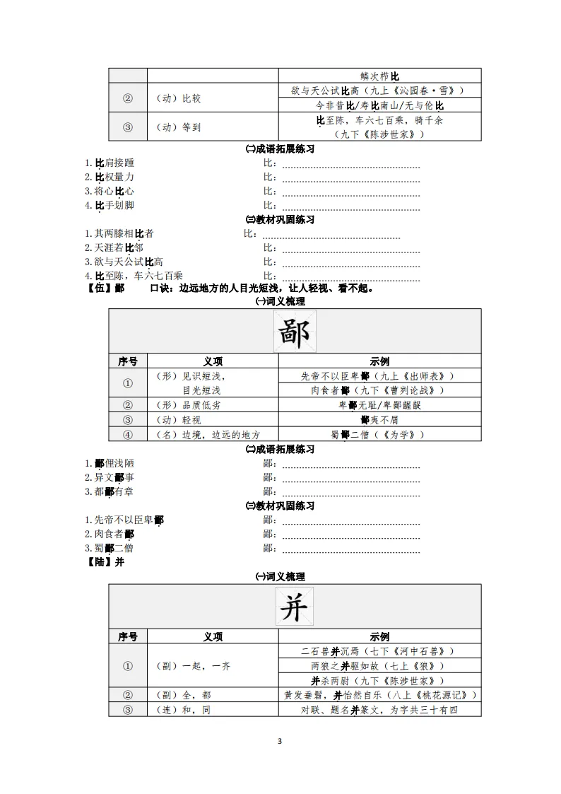 中考语文复习:教材文言文一词多义巩固练习 第4张