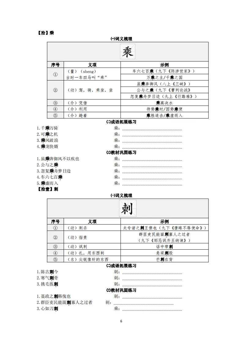 中考语文复习:教材文言文一词多义巩固练习 第7张