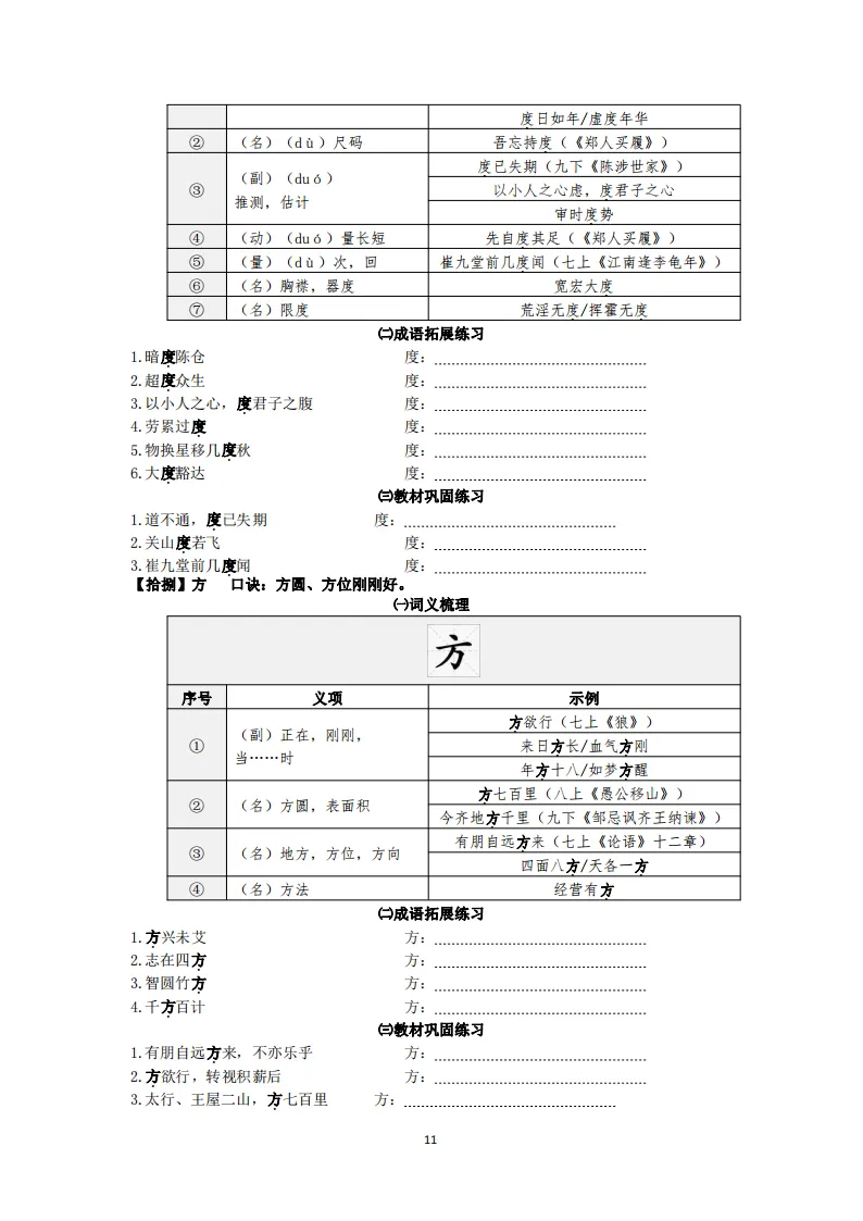 中考语文复习:教材文言文一词多义巩固练习 第12张