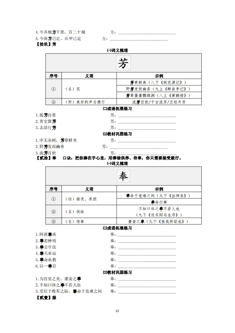 中考语文复习:教材文言文一词多义巩固练习 第13张