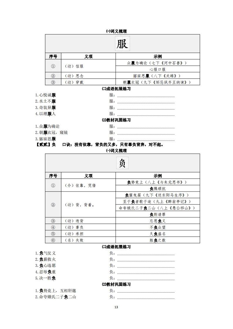 中考语文复习:教材文言文一词多义巩固练习 第14张