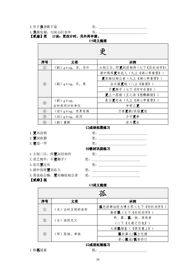中考语文复习:教材文言文一词多义巩固练习 第15张