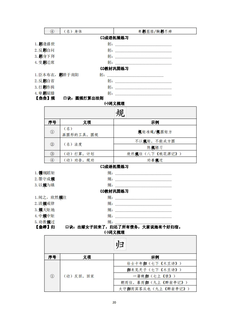 中考语文复习:教材文言文一词多义巩固练习 第21张