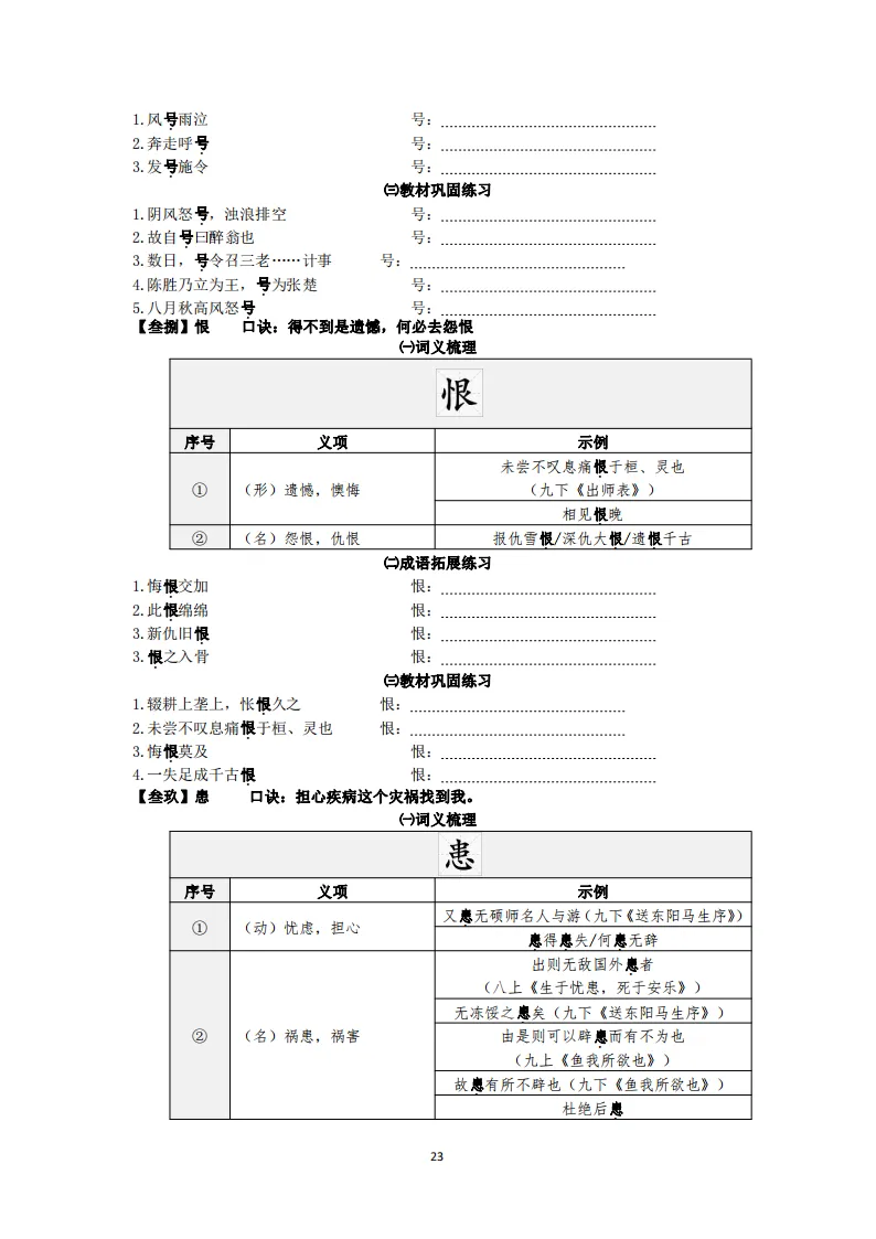 中考语文复习:教材文言文一词多义巩固练习 第24张