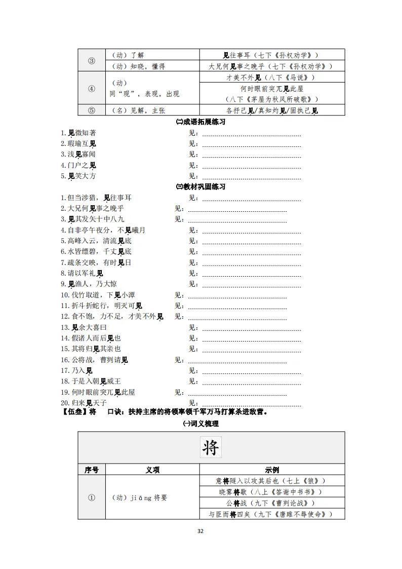 中考语文复习:教材文言文一词多义巩固练习 第33张