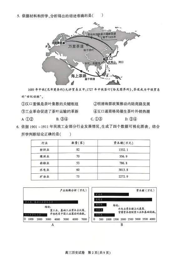 2026年春4月北京朝阳高三一模历史试卷(含答案解析) 第2张