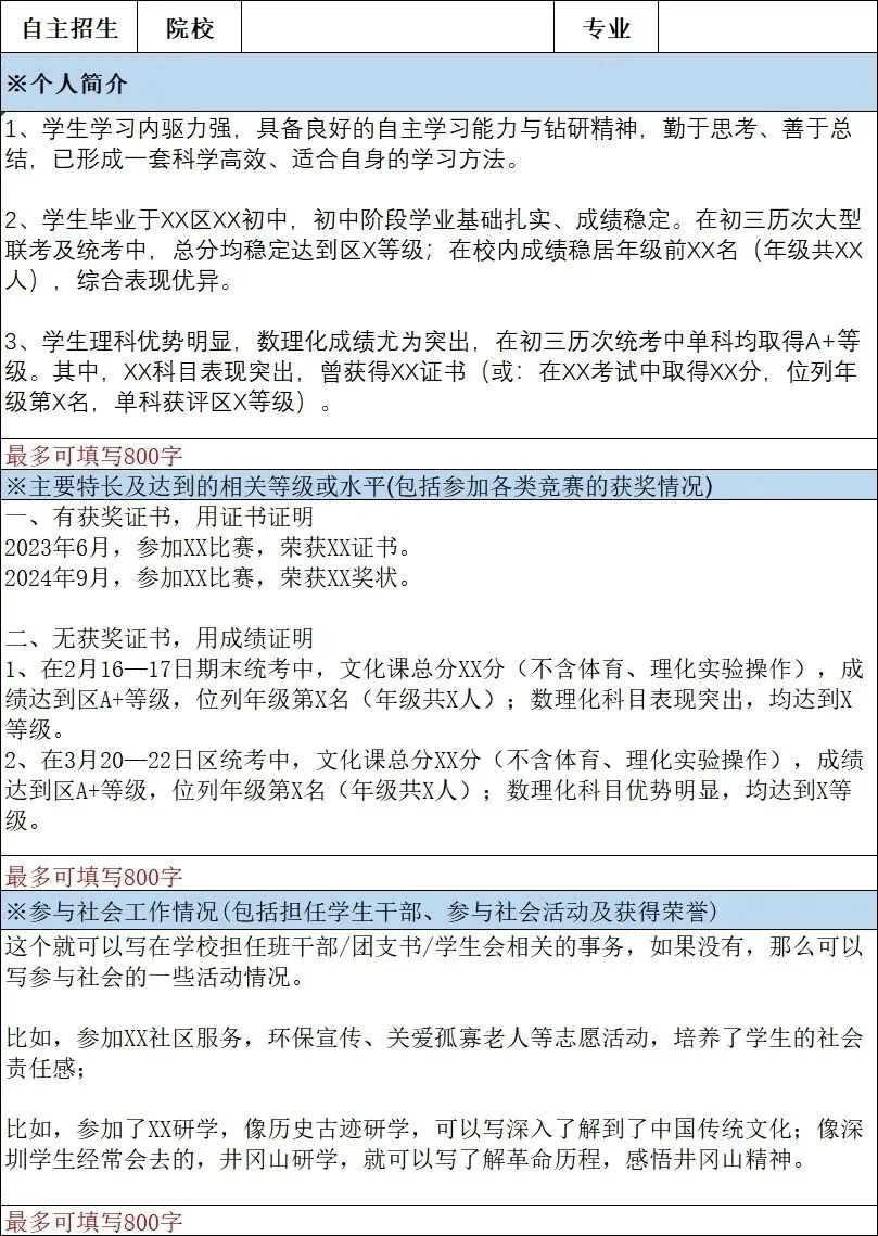 深圳一类自招简历撰写技巧,一文讲清!附真题及简历模板 第3张