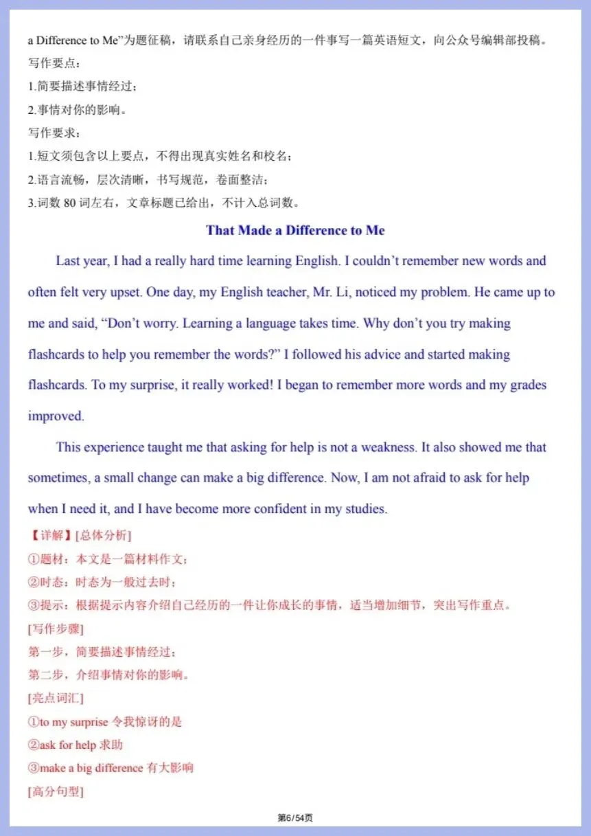 中考英语|2026年春《中考英语》写作满分必备模板(含范文),电子版可下载打印! 第7张 中考英语|2026年春《中考英语》写作满分必备模板(含范文),电子版可下载打印! 第7张