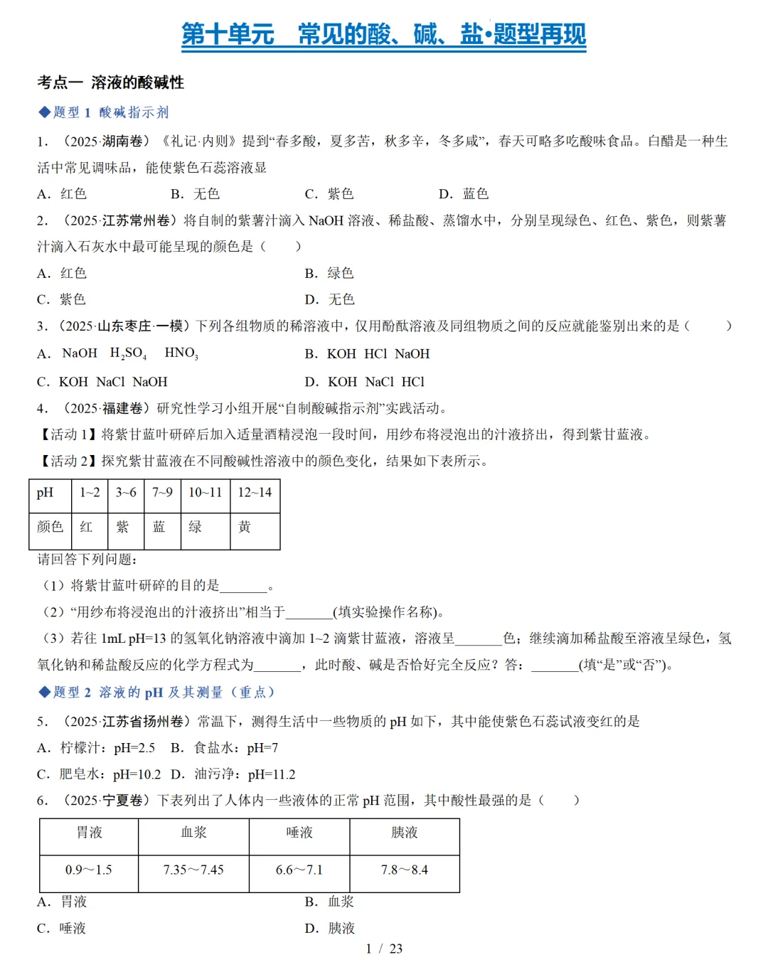 中考化学一轮复习——第十单元(考点串讲+真题检测+试题猜想) 第19张 中考化学一轮复习——第十单元(考点串讲+真题检测+试题猜想) 第19张