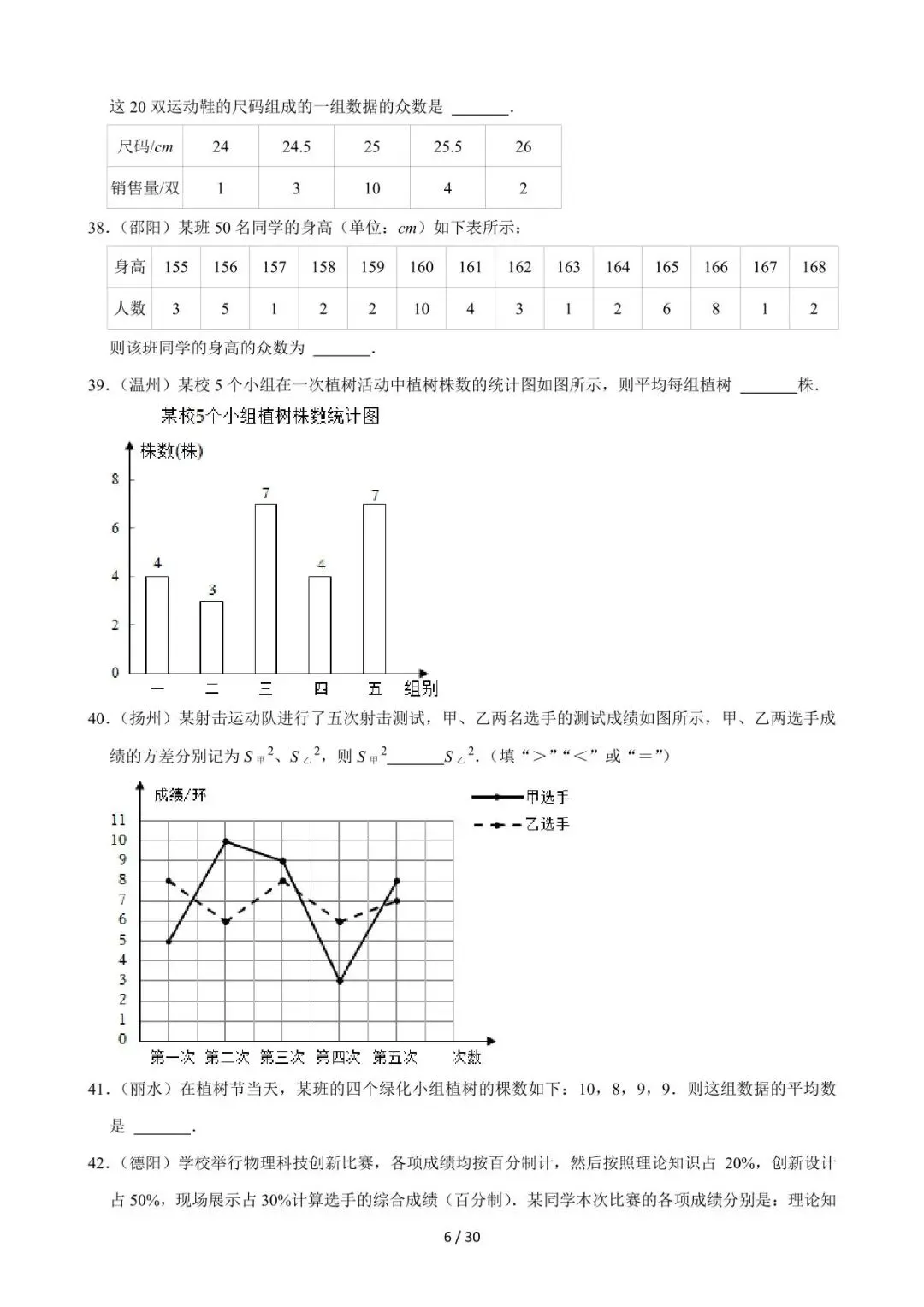 26中考数学必刷真题考点分类专练专题27《数据的分析》含解析 第6张