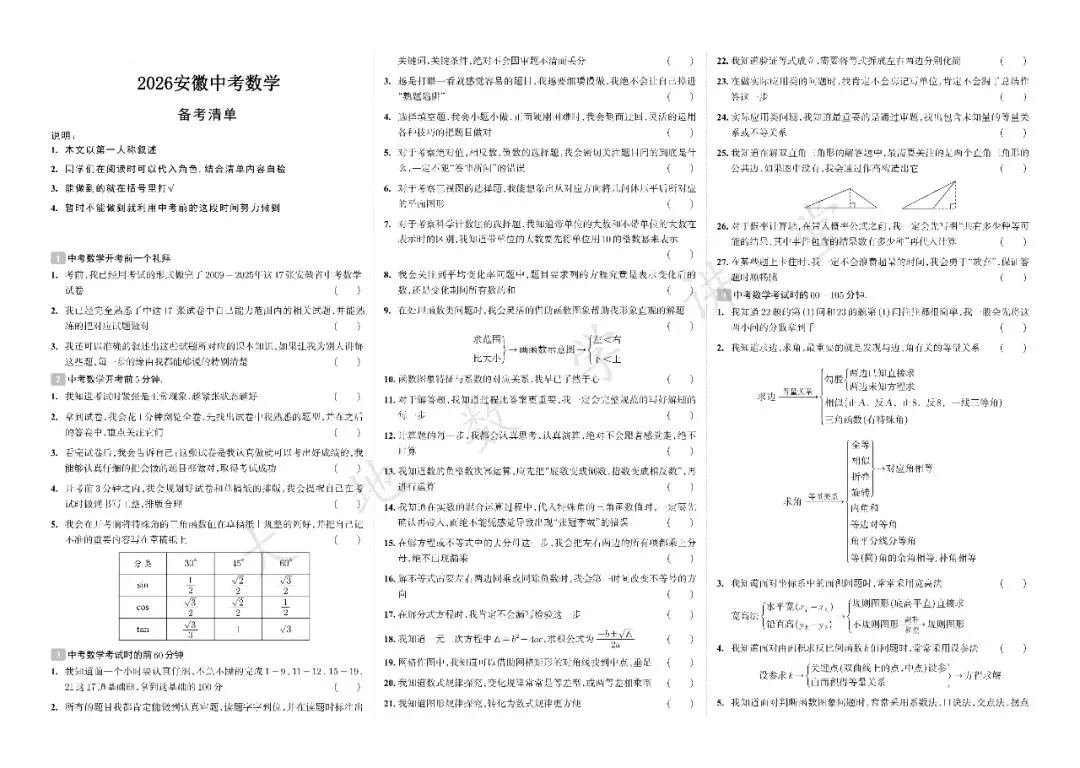 中考数学备考清单 第1张