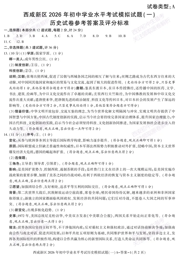 全科模考免费领!西安2026中考模拟:【西安西咸新区】九年级一模【历史】免费下载! 第16张 全科模考免费领!西安2026中考模拟:【西安西咸新区】九年级一模【历史】免费下载! 第16张