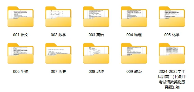 【精选试卷】深圳高二(下)期中考试九科真题精练(2026年4月更新) 第6张