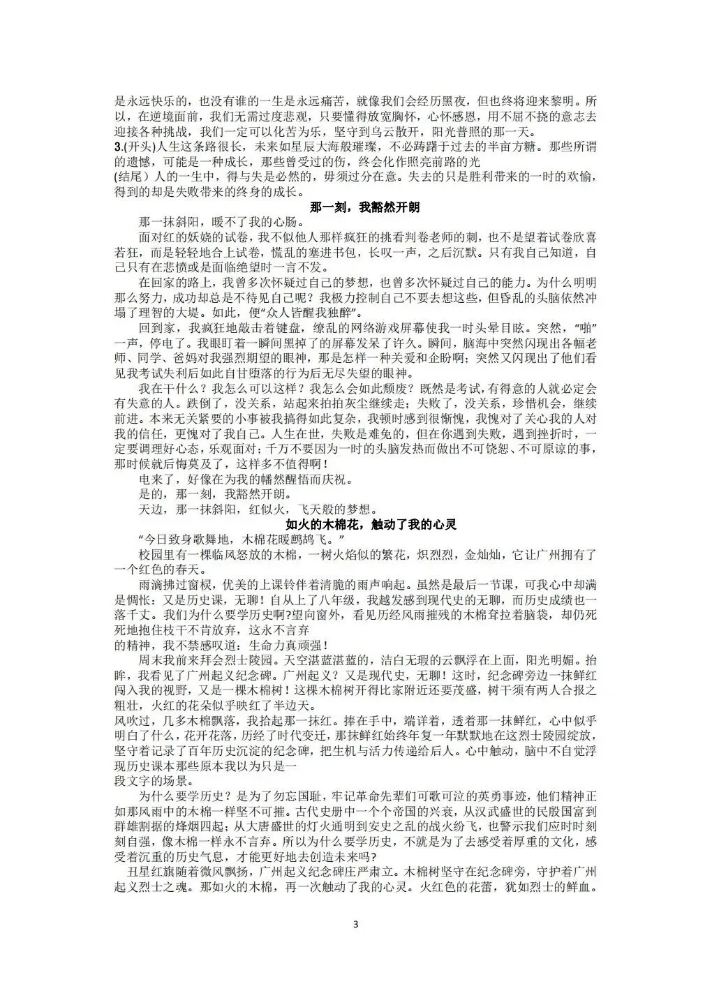 中考作文八大主题解读含优秀范文 第2张