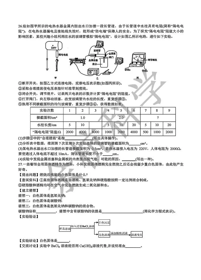 【中考模拟】2026年华东师范大学附属中学九年级4月月考 第11张