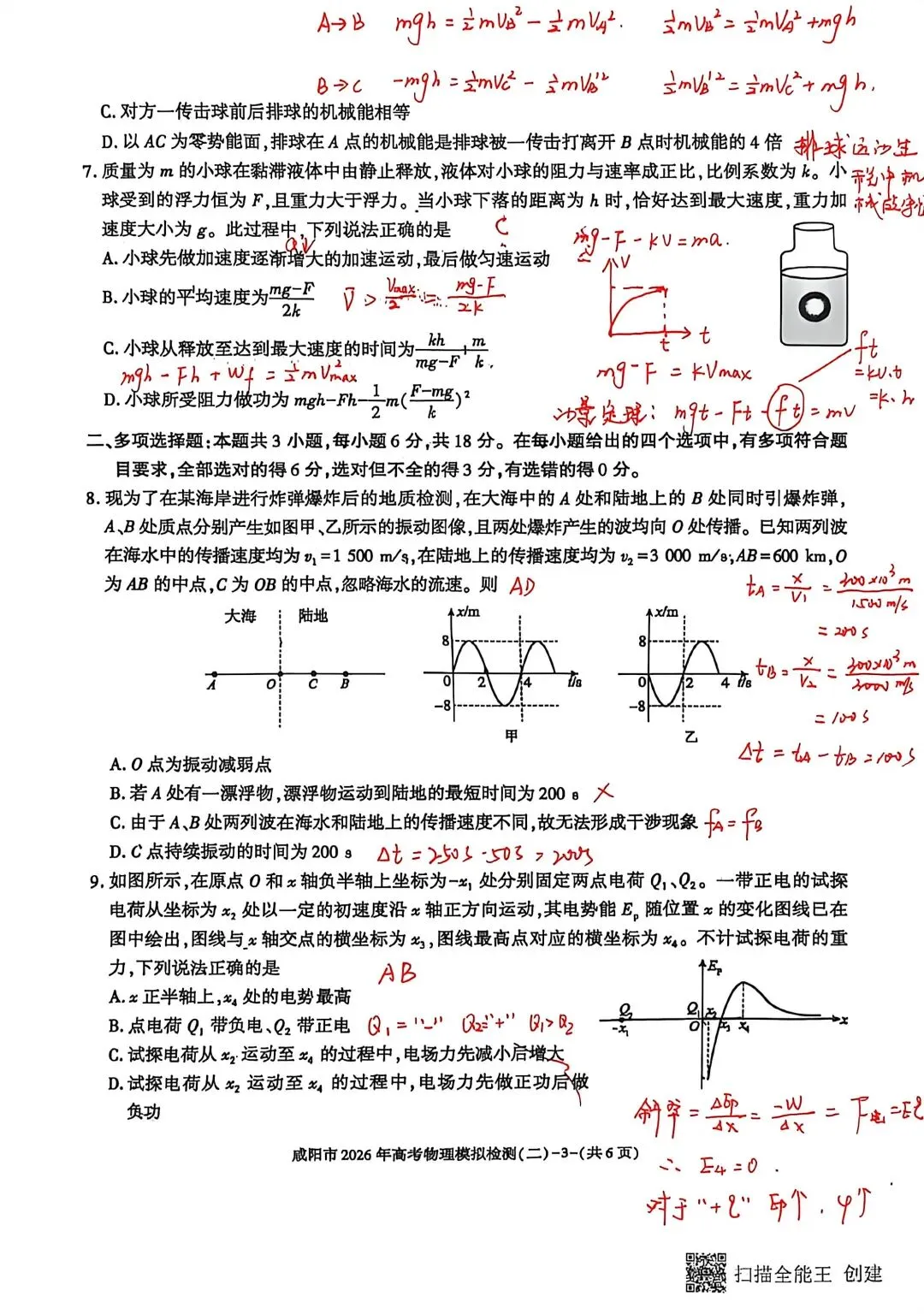 2026届咸阳市高考二模物理试卷及答案 第9张