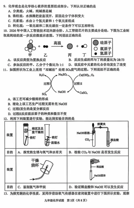 2026年中考模拟考试化学试题6 第3张