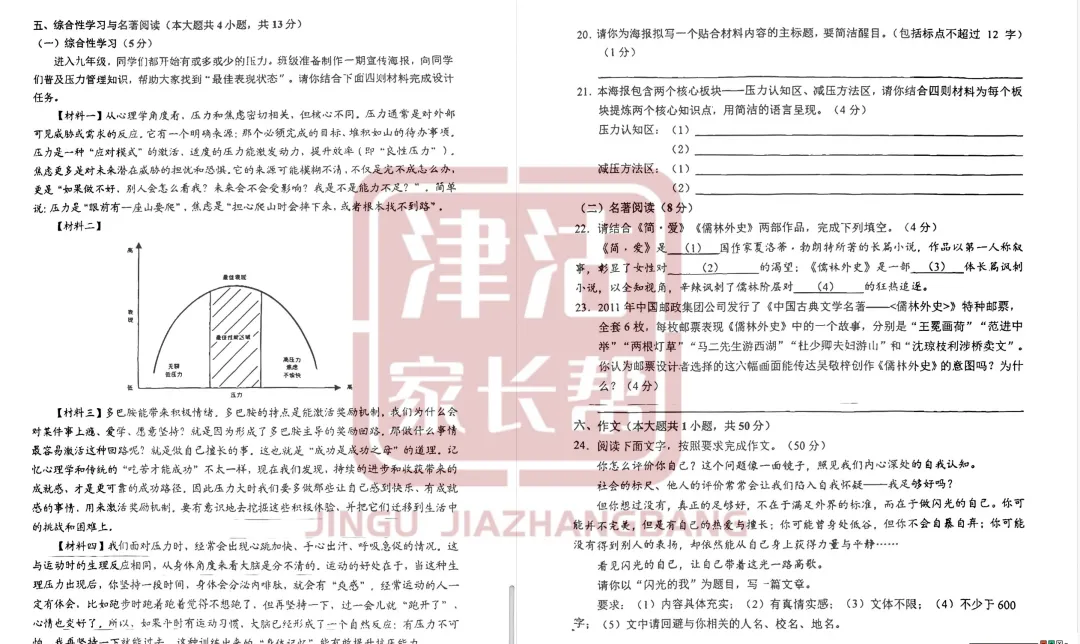 2026天津和平区一模语文试卷分析 第2张