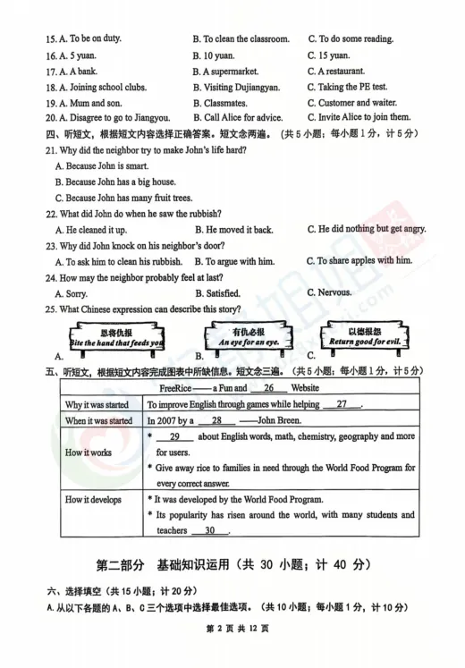 二诊快来了! 成都各区历年二诊真题免费领取!含参考答案! 第15张