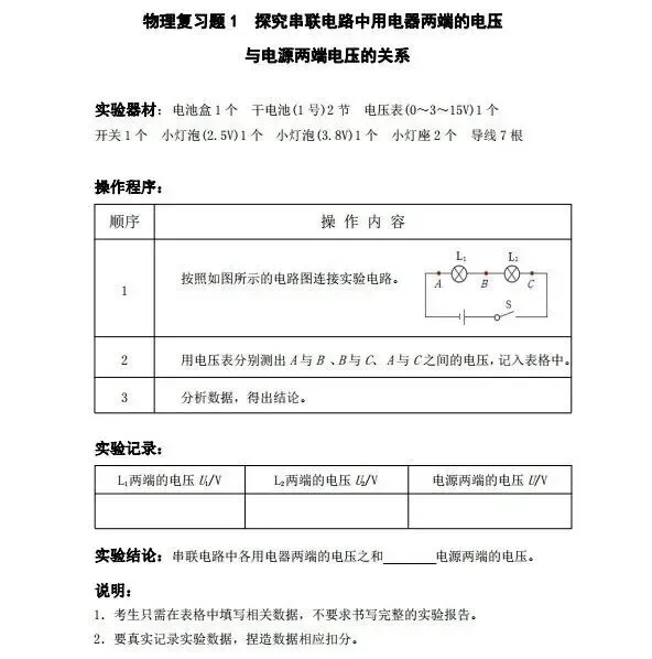 中考物理电学相关实验操作步骤指导(含评分细则) 第7张 中考物理电学相关实验操作步骤指导(含评分细则) 第7张