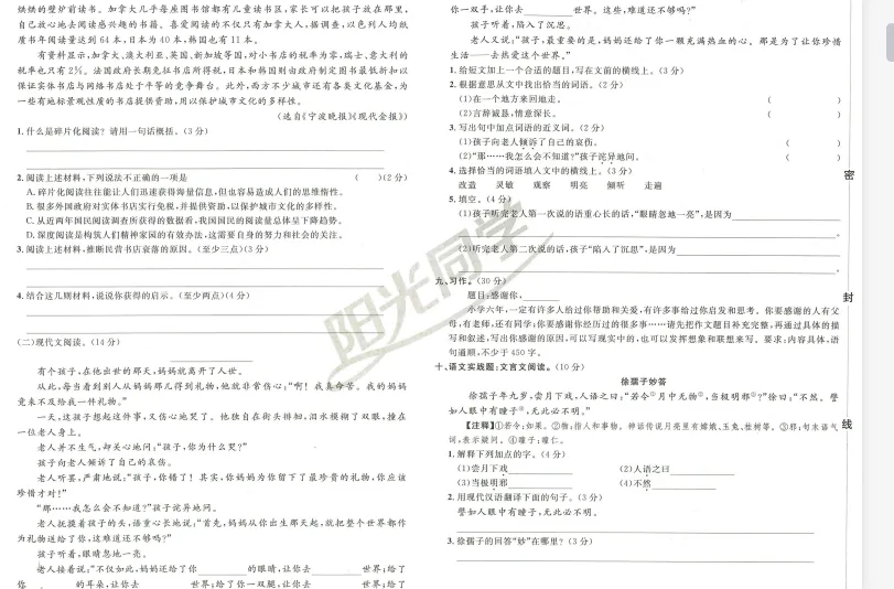 限时分享丨小升初考试模拟试卷 第3张