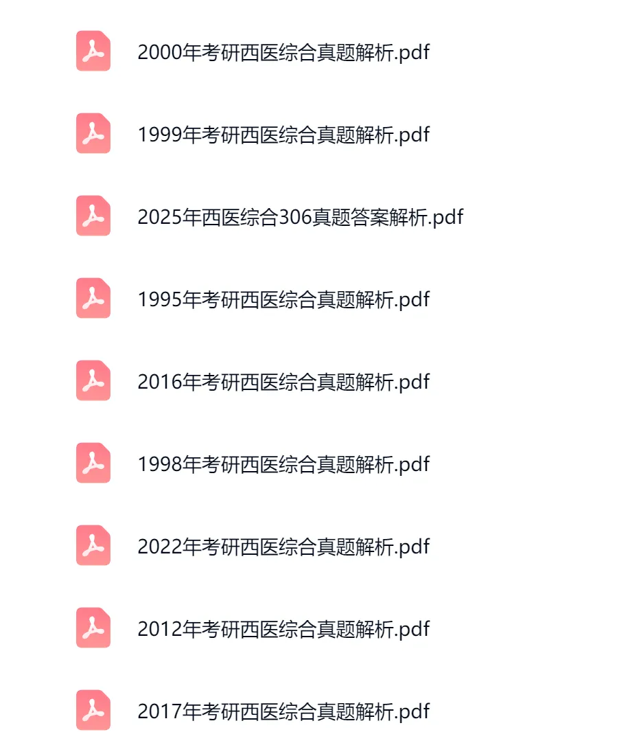 27考研西医综合306真题资料:1994-2025历年真题+答案解析(无水印PDF电子版) 第2张 27考研西医综合306真题资料:1994-2025历年真题+答案解析(无水印PDF电子版) 第2张