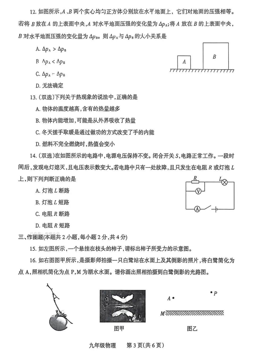 2026年河南省焦作市中考第一次模拟考试物理试卷 第3张