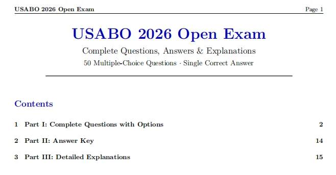 2026年USABO美国生物竞赛真题+解析,电子版领取~ 第3张