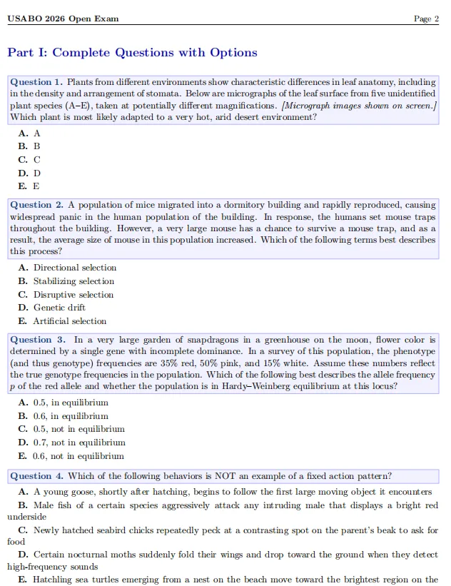 2026年USABO美国生物竞赛真题+解析,电子版领取~ 第4张