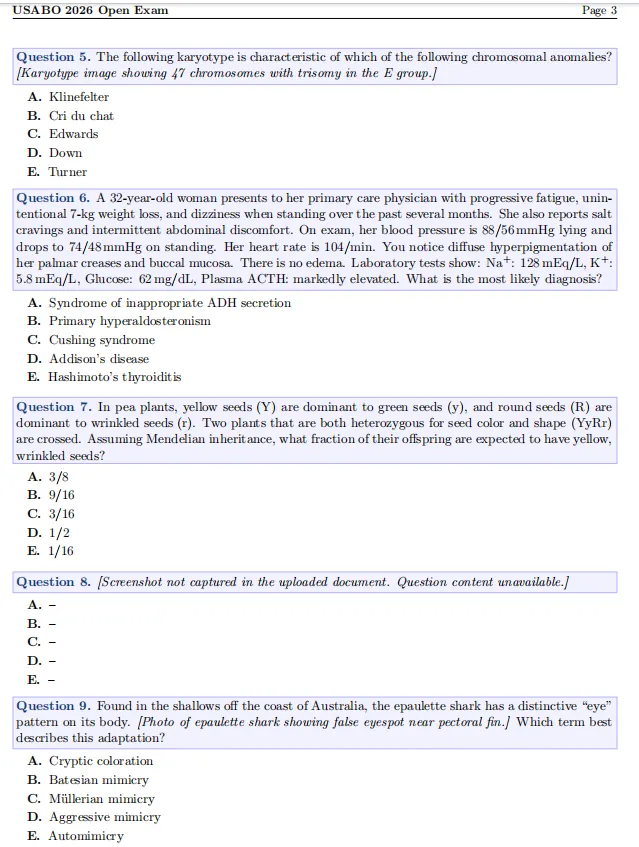 2026年USABO美国生物竞赛真题+解析,电子版领取~ 第5张