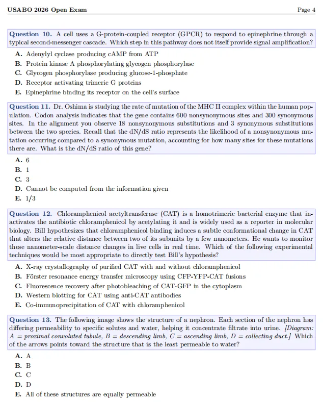 2026年USABO美国生物竞赛真题+解析,电子版领取~ 第6张