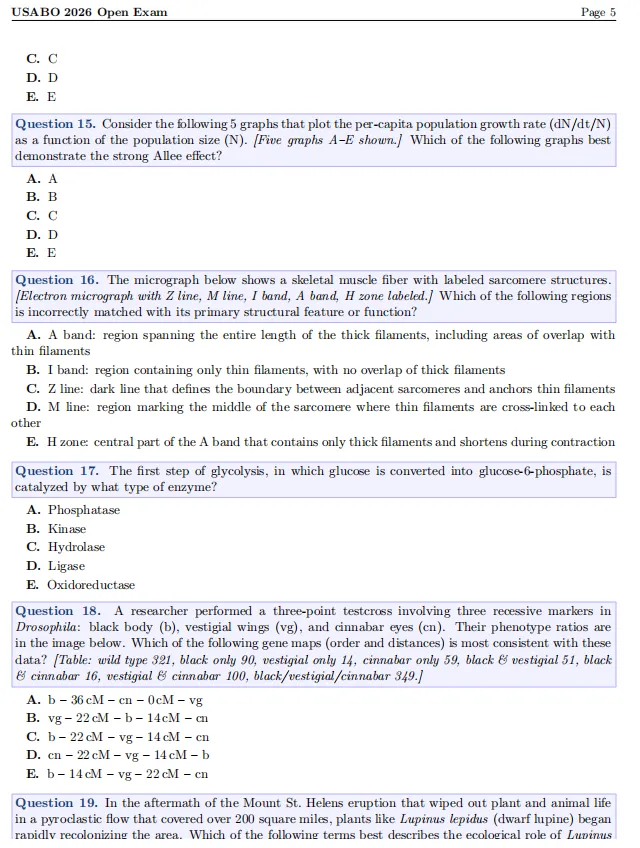 2026年USABO美国生物竞赛真题+解析,电子版领取~ 第7张