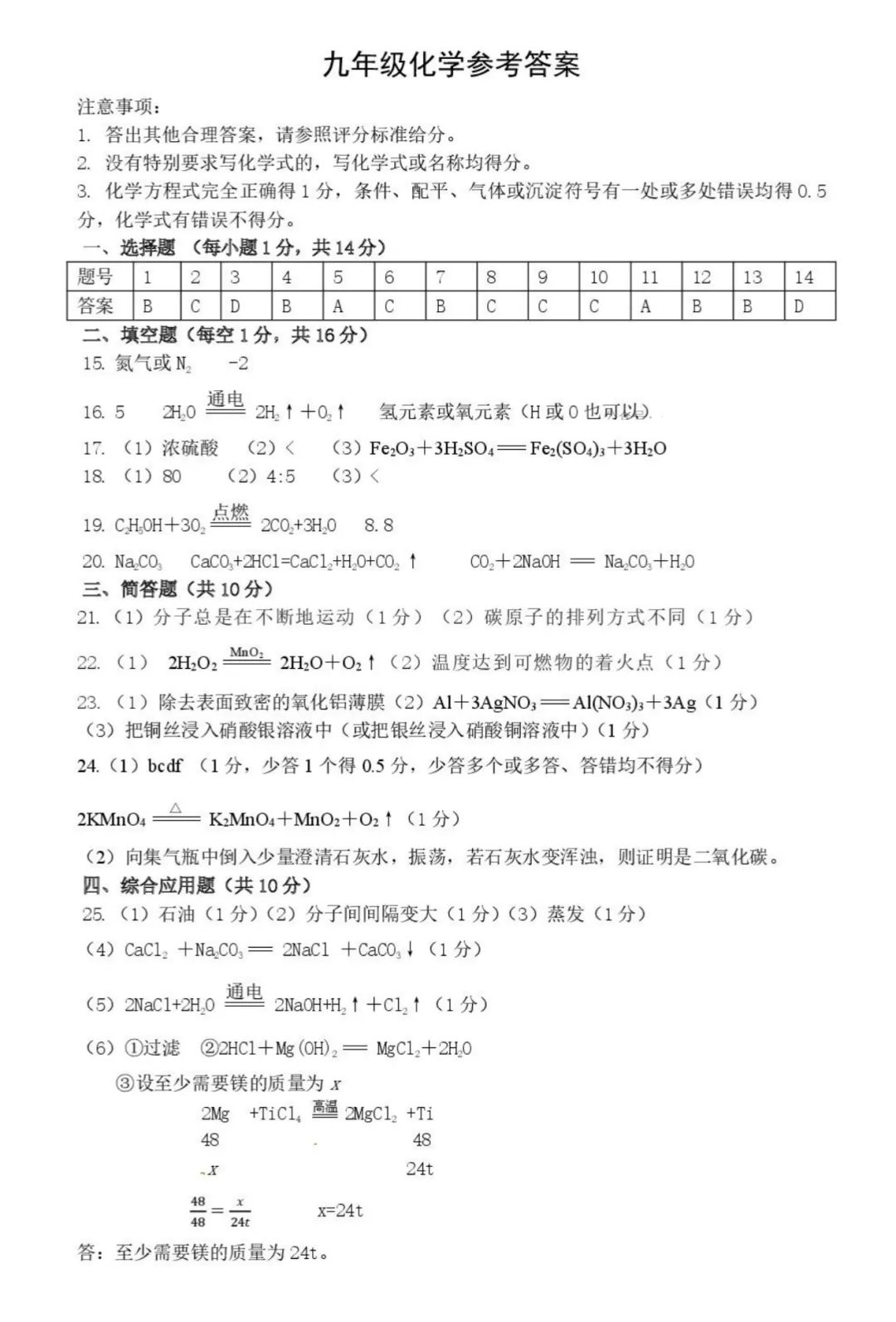【化学】郑州枫杨外国语九年级语文模拟试卷(含答案) 第6张