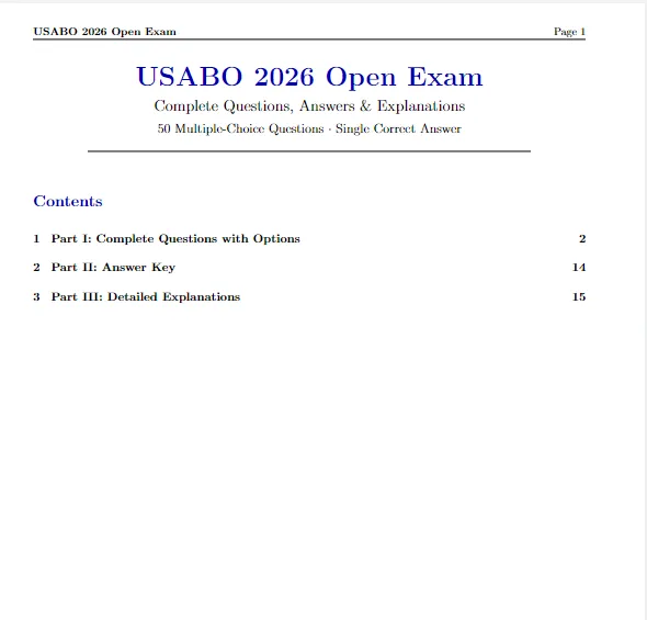 2026USABO真题及答案解析|完整版可下载领取~ 第2张 2026USABO真题及答案解析|完整版可下载领取~ 第2张