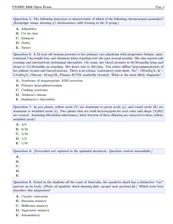2026USABO真题及答案解析|完整版可下载领取~ 第4张 2026USABO真题及答案解析|完整版可下载领取~ 第4张
