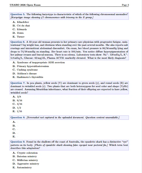 2026年usabo生物竞赛真题+答案解析,速来对答案!考后如何规划? 第5张 2026年usabo生物竞赛真题+答案解析,速来对答案!考后如何规划? 第5张
